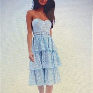 Blue midi lace dress